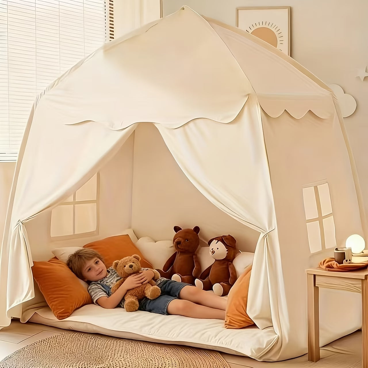 Kids' Conical Play Tent - Foldable Castle House for Indoor & Outdoor Pretend Play