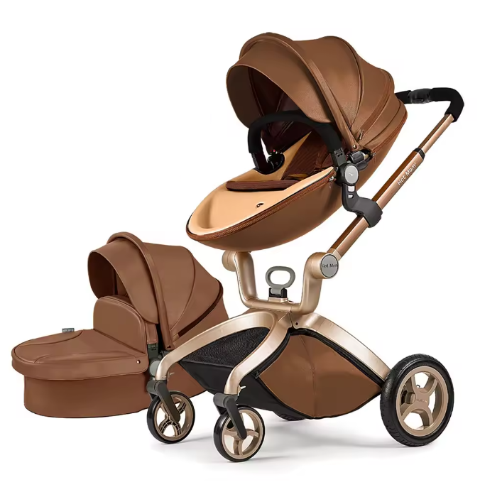 Hot Mom Brand Leather Baby Stroller travel system and Bassinet Combo