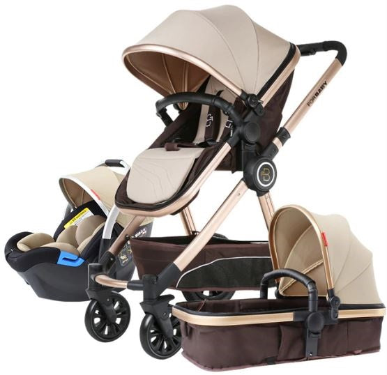 For Baby Brand Luxury 3-in-1 Baby Stroller With Baby Carriage, Khaki