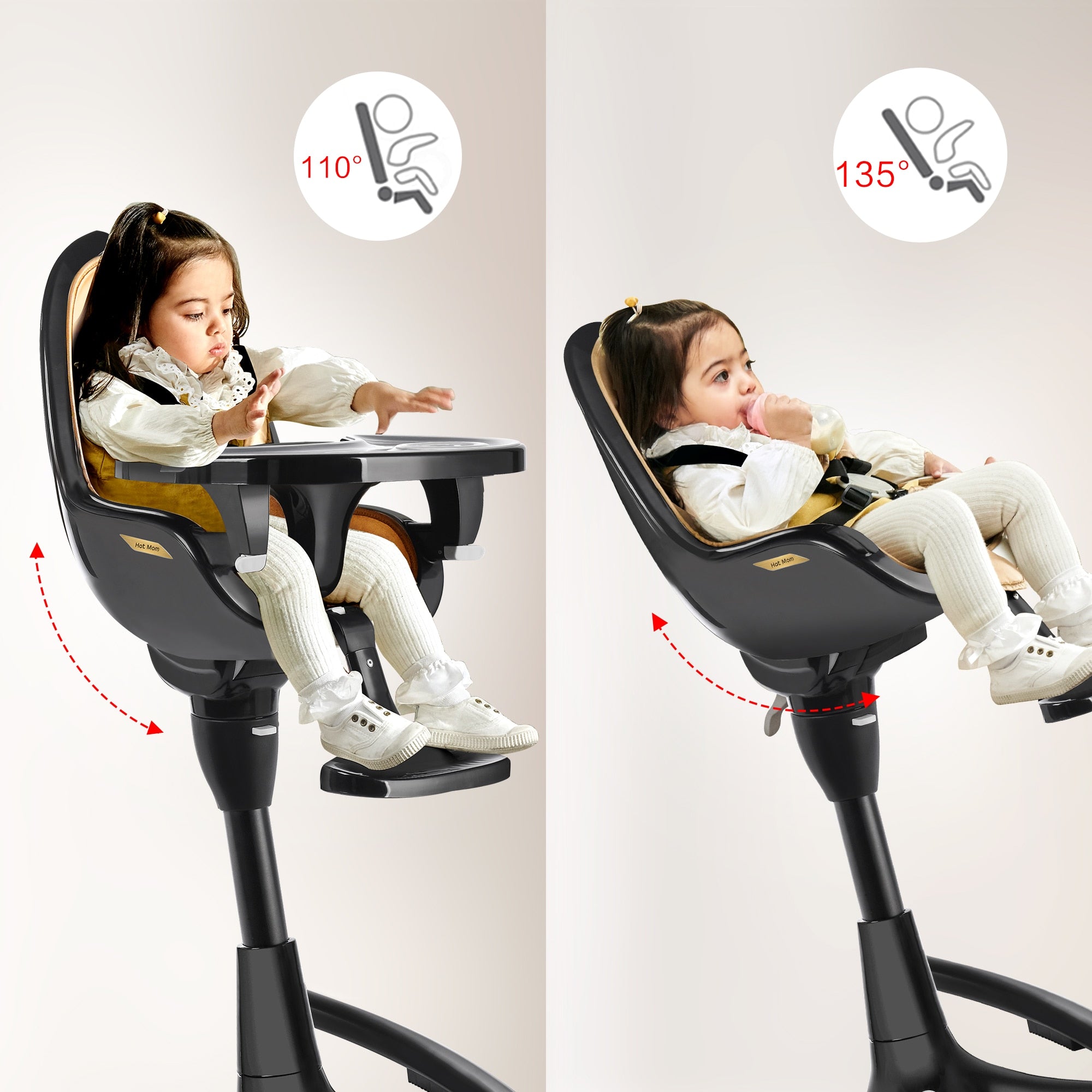 Hot Mom Adjustable Seat Height Baby High Chair