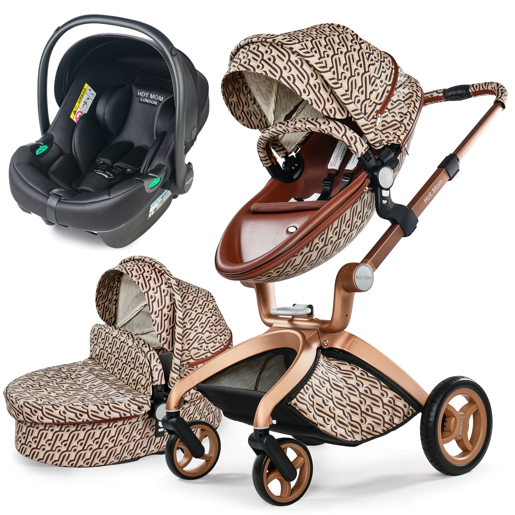 Hot Mom High Landscape 3 in 1 Baby Pushchair Stroller With Car Seat