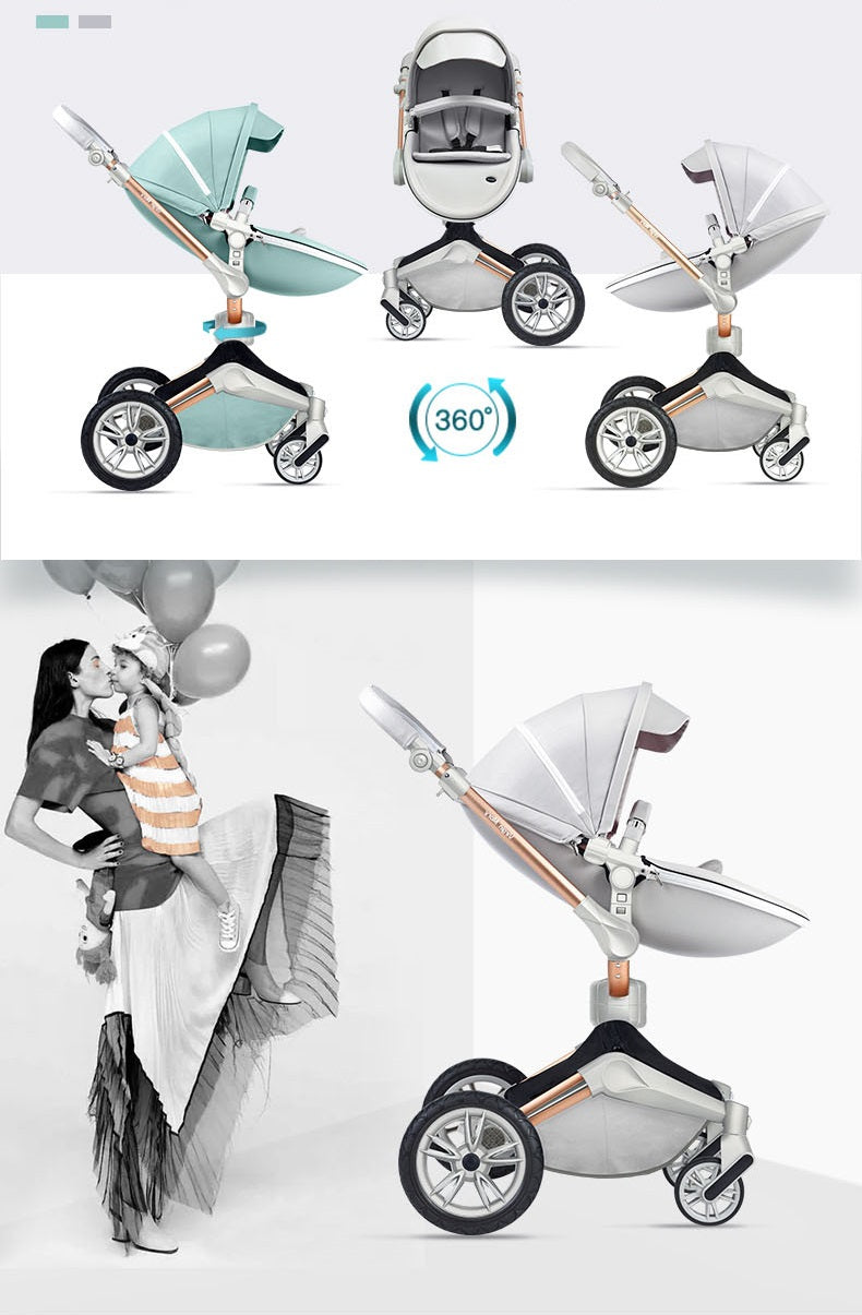 Hot Mom Stroller High Landscape Silla plegable Rotación de 360 ​​​​grados Cochecito de lujo con moisés