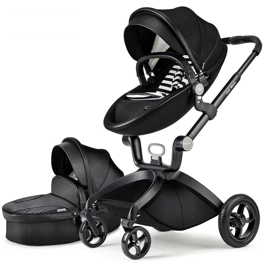 Hot Mom Brand Leder Kinderwagen Reisesystem und Stubenwagen Combo