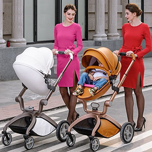 Hot Mom Brand Læder Baby Stroller rejsesystem og Bassinet Combo