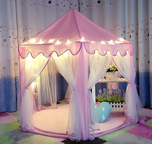 Grande maison de jeu pour enfants intérieure et extérieure Rose Hexagon Princess Castle Tent Child