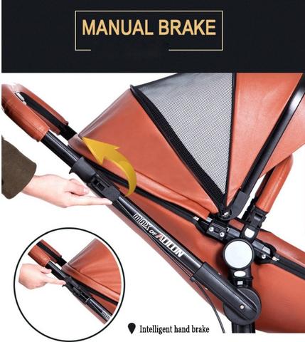 New Max Of Aulon Luxury 2-in-1 Baby Stroller With Bassinet Leather 360 Degrees Rotating