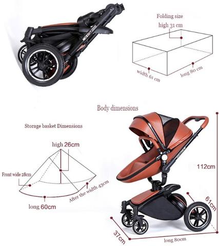 Max Of Aulon Brand Kinderwagen 3 in 1 mit Autositz High View Kinderwagen für Neugeborene, 360-Grad-Drehung faltbar