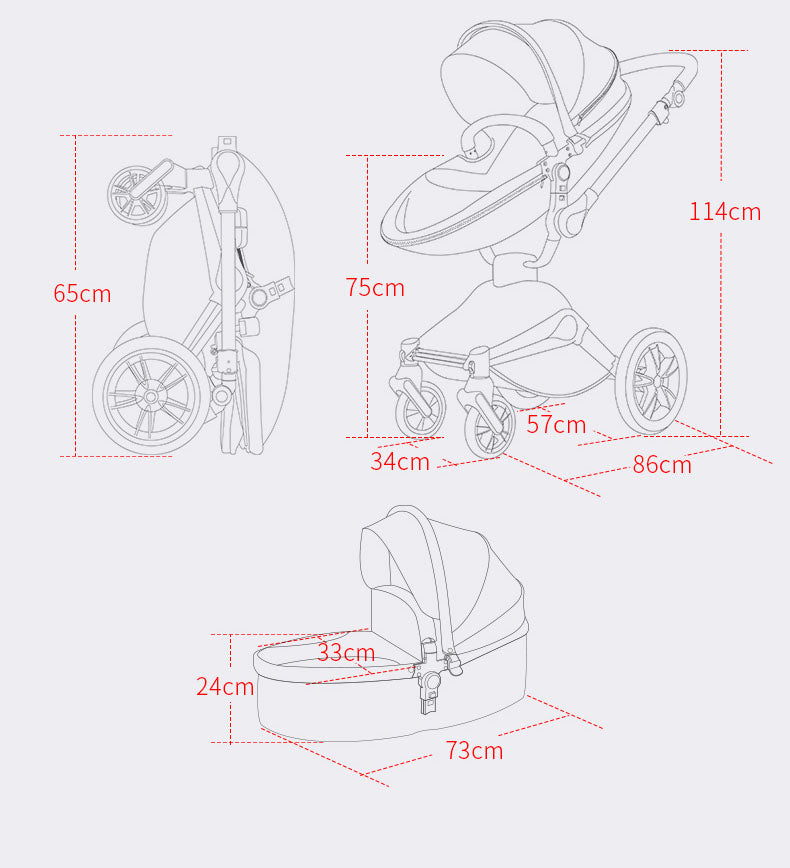 Hot Mom Stroller High Landscape Folding Chair 360 Degree Rotation Luxury Pram With Bassinet