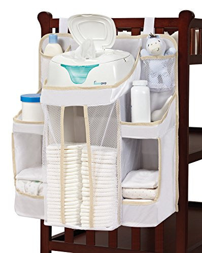 Organizador de guardería y pañales para bebés | Almacenamiento colgante de organización de pañales para artículos esenciales para bebés | Colgar en la cuna, el cambiador o la pared. 