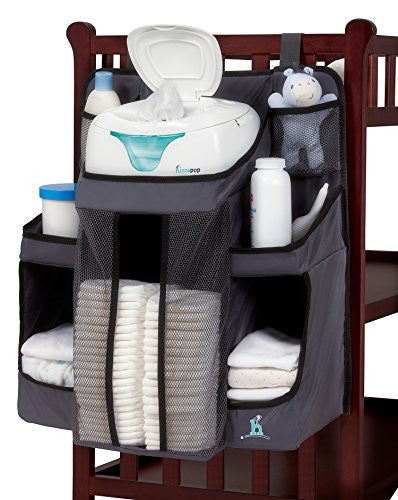 Organizador de guardería y pañales para bebés | Almacenamiento colgante de organización de pañales para artículos esenciales para bebés | Colgar en la cuna, el cambiador o la pared. 