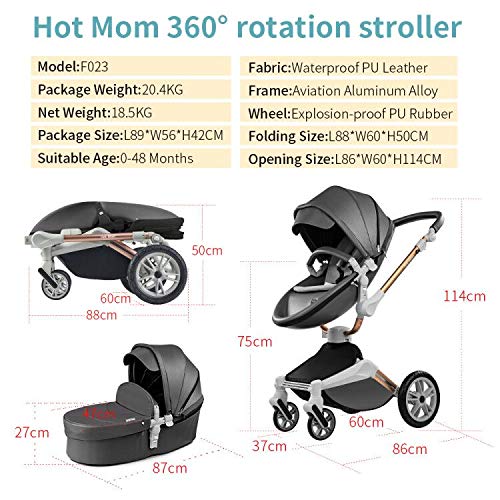 Hot Mom Stroller High Landscape Folding Chair 360 Degree Rotation Luxury Pram With Bassinet