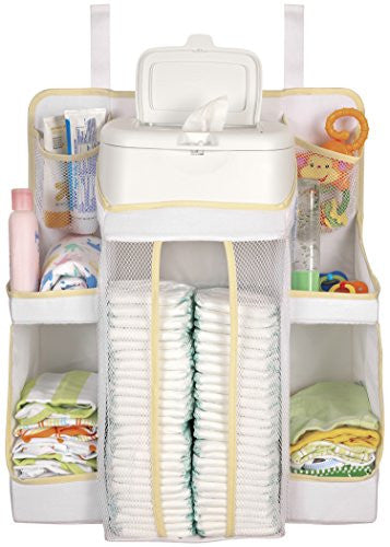 Organizador de guardería y pañales para bebés | Almacenamiento colgante de organización de pañales para artículos esenciales para bebés | Colgar en la cuna, el cambiador o la pared. 