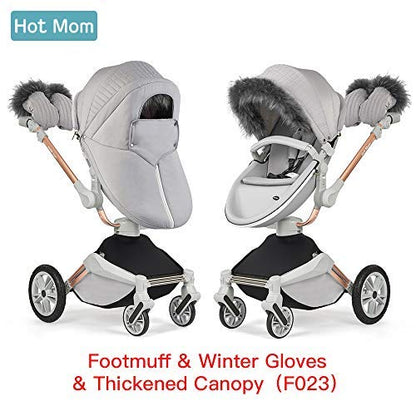 hot mom stroller winter kit Hot Mom F023 /f22 Stroller Accessories Winter Outkit With Footmuff And Winter Gloves Thickened Canopy