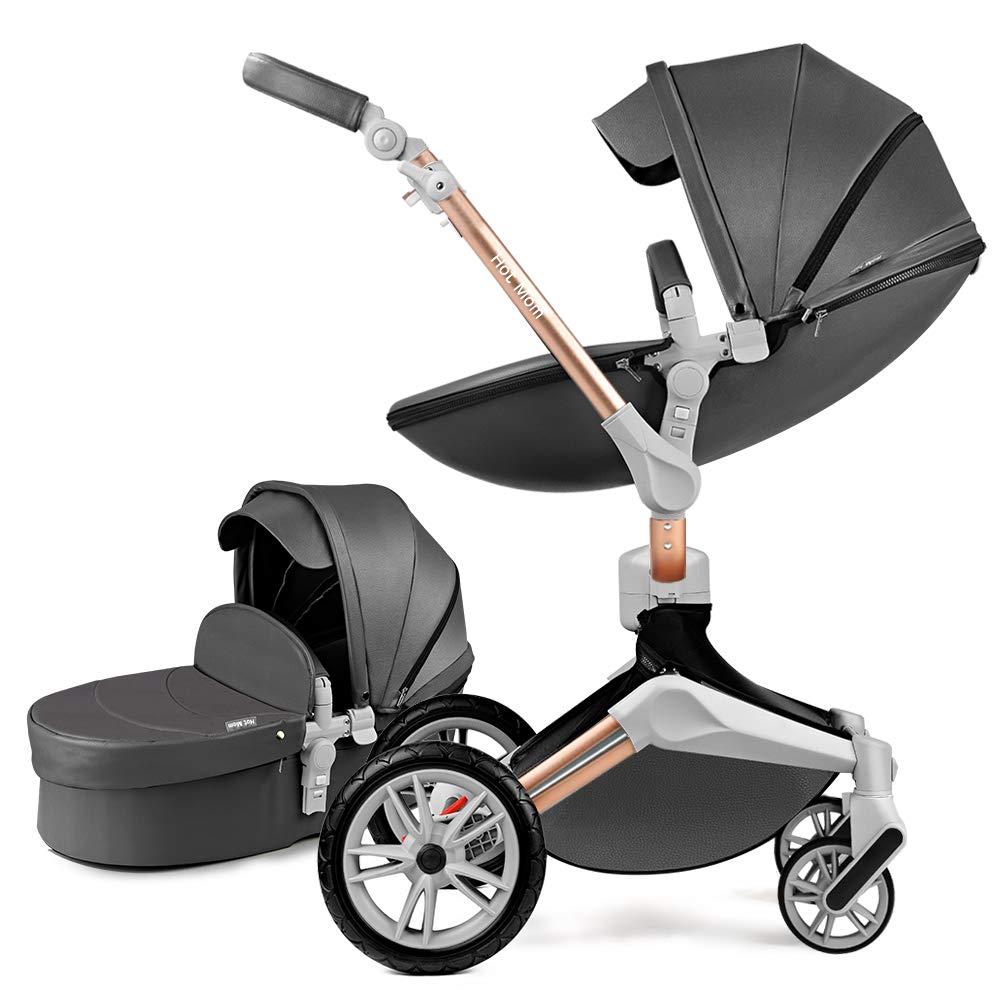 Hot Mom Stroller High Landscape Silla plegable Rotación de 360 ​​​​grados Cochecito de lujo con moisés