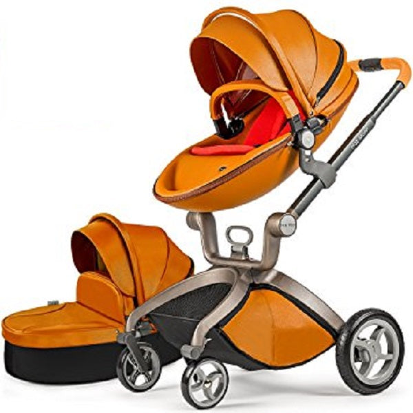 Hot Mom Brand Læder Baby Stroller rejsesystem og Bassinet Combo