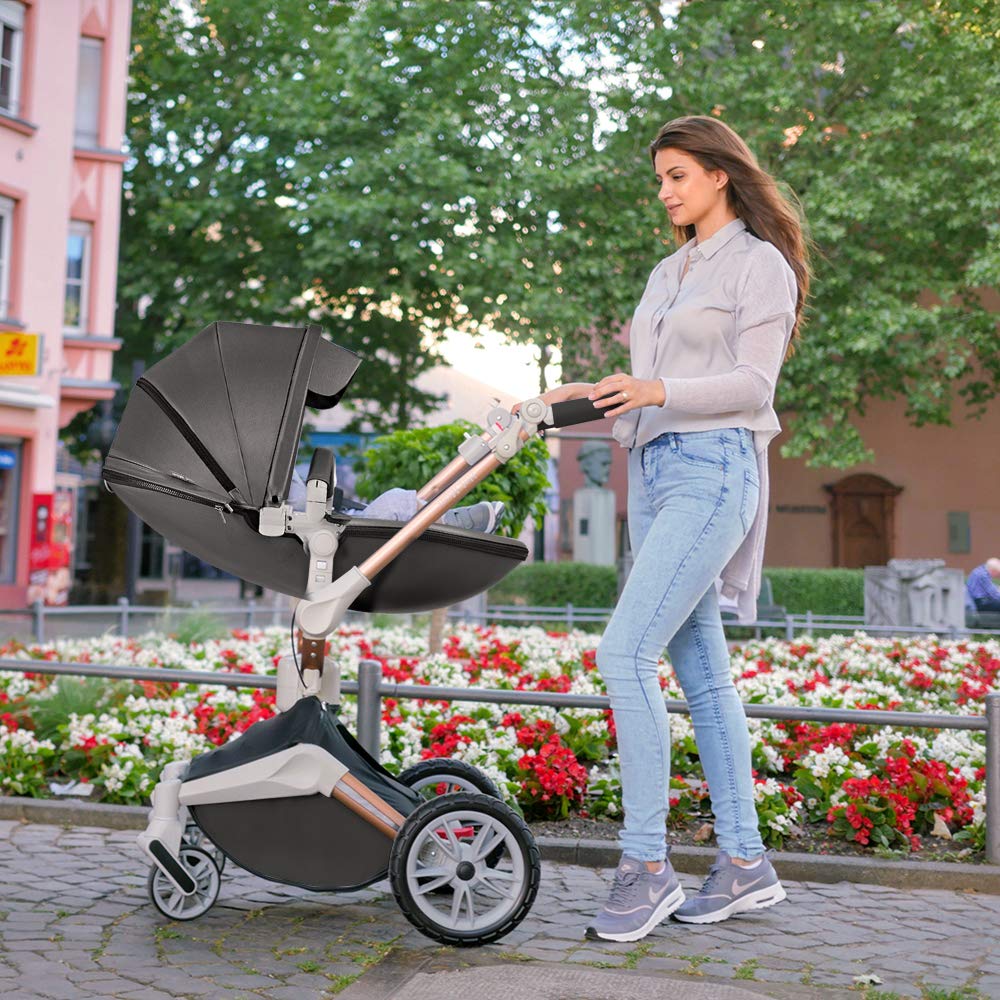 Hot Mom Stroller High Landscape Silla plegable Rotación de 360 ​​​​grados Cochecito de lujo con moisés