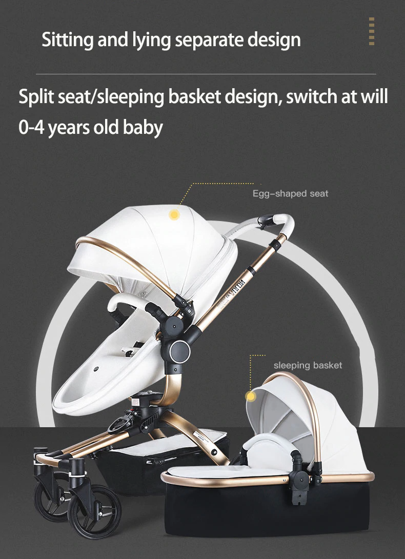 Poussette bébé Max Of Aulon Rotation à 360 degrés Landau moderne 3 en 1 avec capsule de siège de voiture