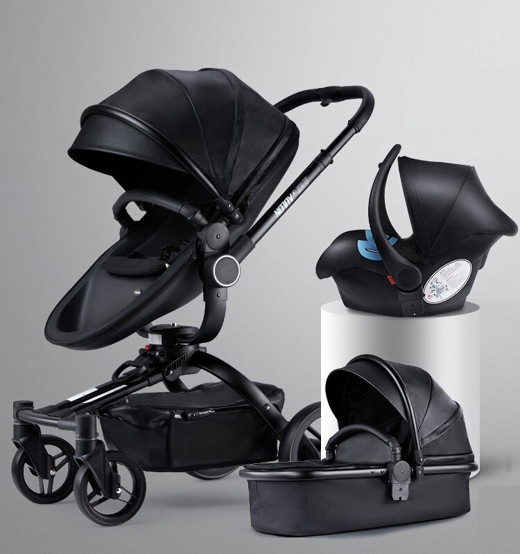 Poussette bébé Max Of Aulon Rotation à 360 degrés Landau moderne 3 en 1 avec capsule de siège de voiture