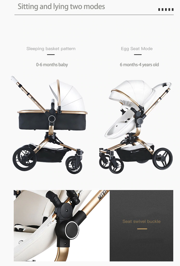 Aulon Marke Kinderwagen 3 in 1 mit Autositz High View Kinderwagen für Neugeborene, 360-Grad-Drehung faltbar