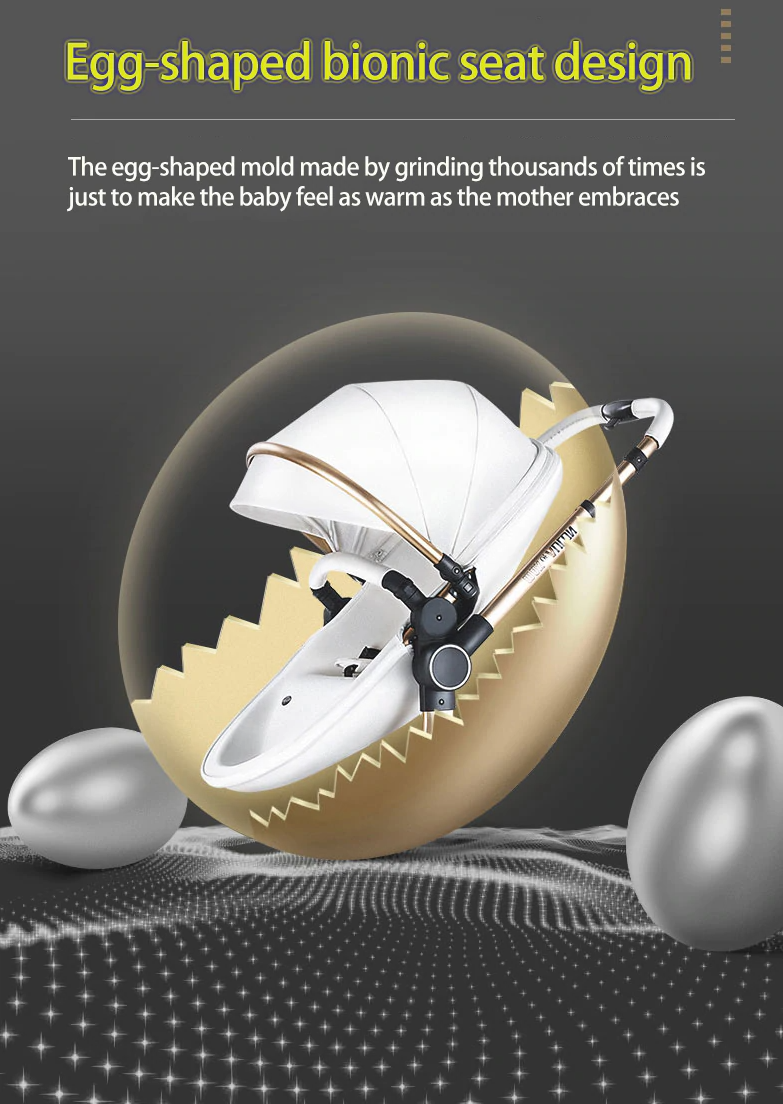 Poussette bébé Max Of Aulon Rotation à 360 degrés Landau moderne 3 en 1 avec capsule de siège de voiture