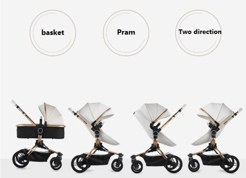 New Max Of Aulon Luxury 2-in-1 Baby Stroller With Bassinet Leather 360 Degrees Rotating