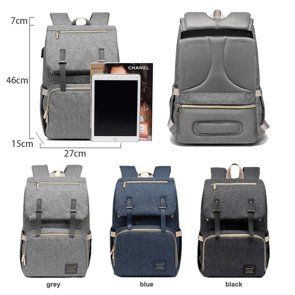 Diaper Bag Backpack For Mom With USB Port 