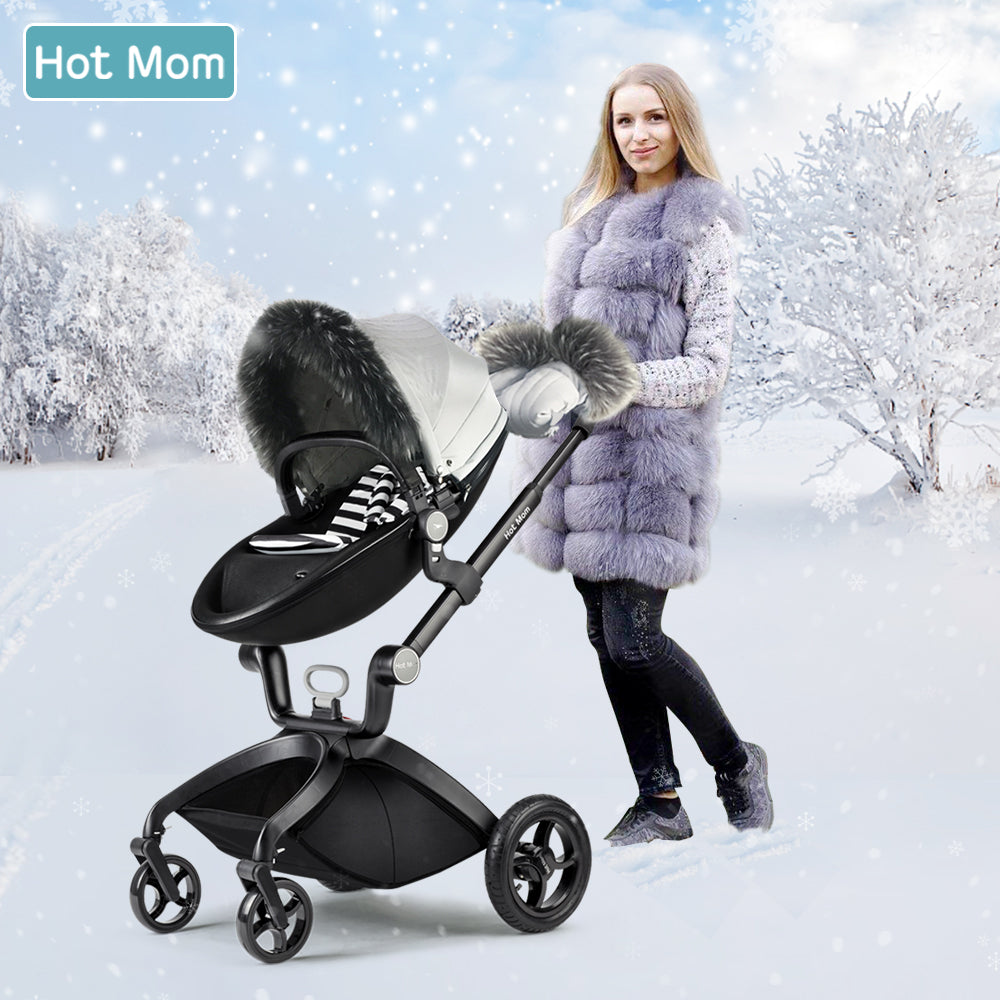 Hot Mom F023 /f22 Stroller Accessories Winter Outkit With Footmuff And Winter Gloves Thickened Canopy