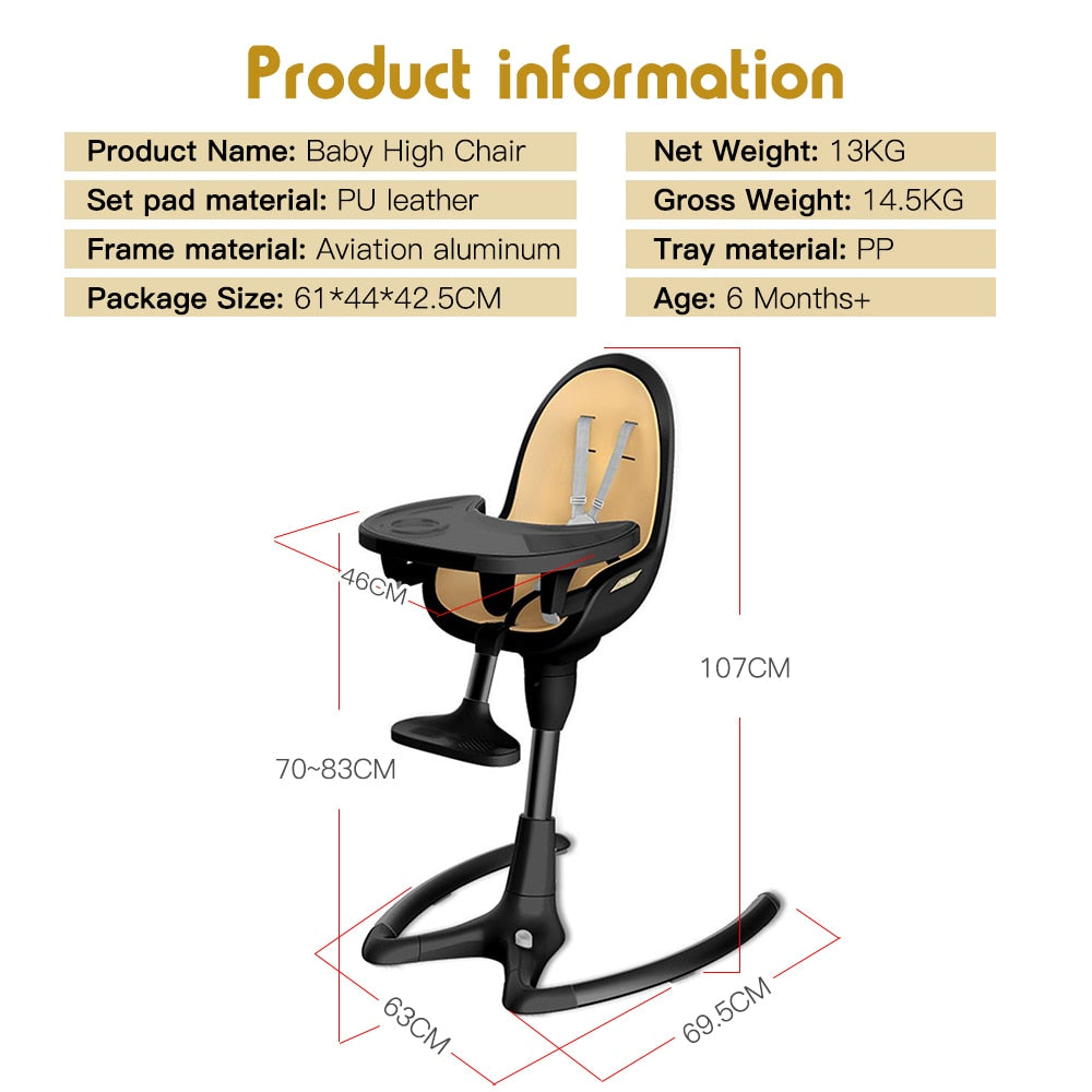 ホットママの調節可能なシートの高さ 360°Rotate Baby High Chair