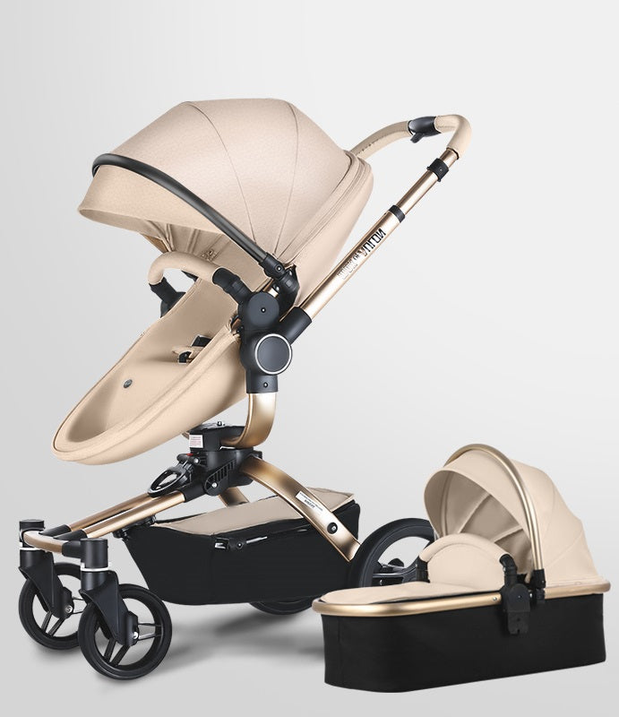 2021 New Design Khaki Color High Landscape Baby Stroller 3 in 1