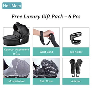 Leather Grid Hot Mom Stroller High Landscape Folding Chair Luxury Pram With Bassinet