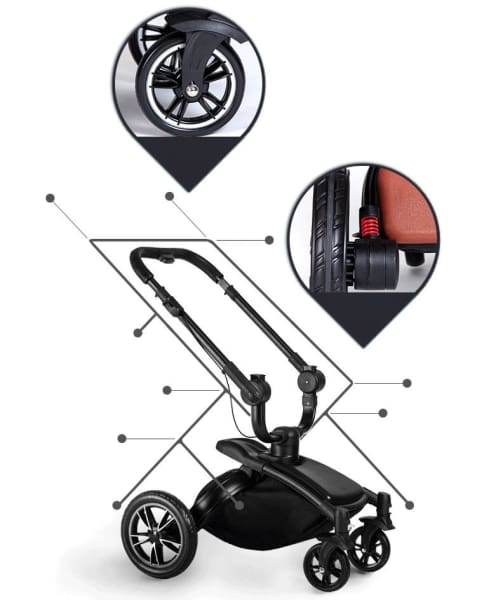 Baby Stroller 3 In 1 With Car Seat High View Pram For Newborns Folding 360 Degree Rotation - Stroller