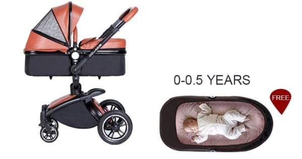 Baby Stroller 3 In 1 With Car Seat High View Pram For Newborns Folding 360 Degree Rotation - Stroller