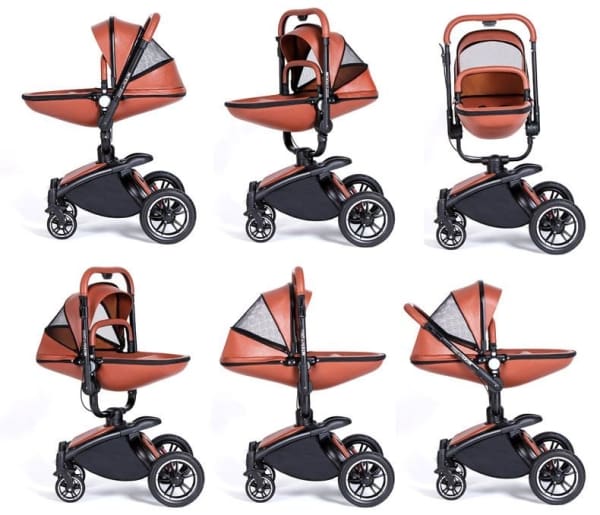 Baby Stroller 3 In 1 With Car Seat High View Pram For Newborns Folding 360 Degree Rotation - Stroller