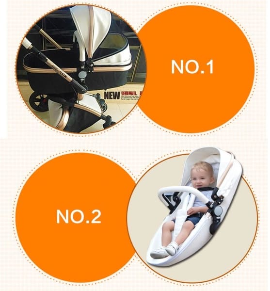 Baby Stroller 3 In 1 With Car Seat High View Pram For Newborns Folding 360 Degree Rotation - Stroller