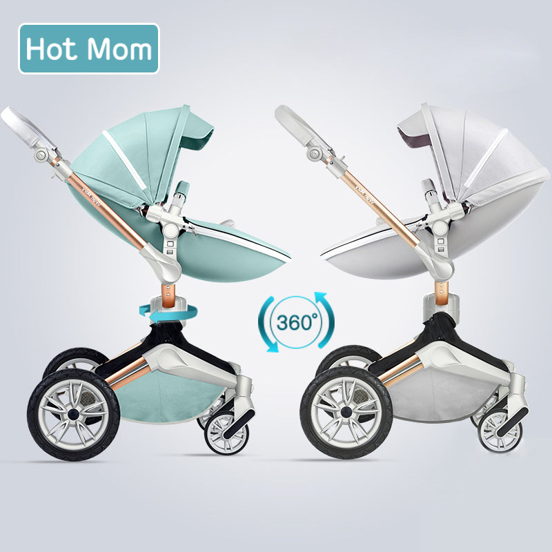 Hot Mom Poussette Haute Paysage Chaise Pliante 360 Degrés Rotation Landau De Luxe Avec Berceau