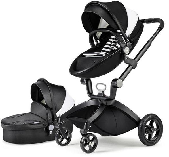 Hot Mom Brand Læder Baby Stroller rejsesystem og Bassinet Combo