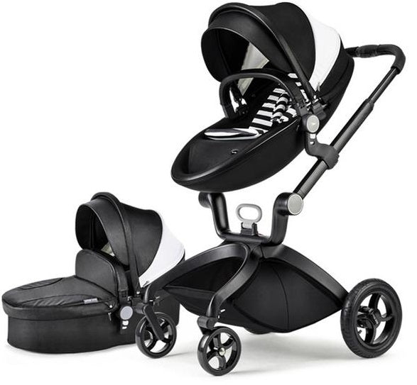 Hot Mom Brand Leather Baby Stroller travel system and Bassinet Combo