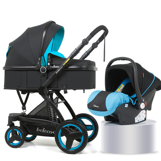 Poussette bébé 3 en 1 de luxe Belecoo avec berceau et siège auto landau landau avec capsule