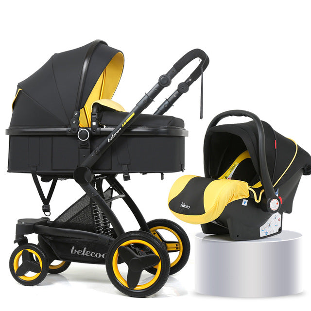 Poussette bébé 3 en 1 de luxe Belecoo avec berceau et siège auto landau landau avec capsule