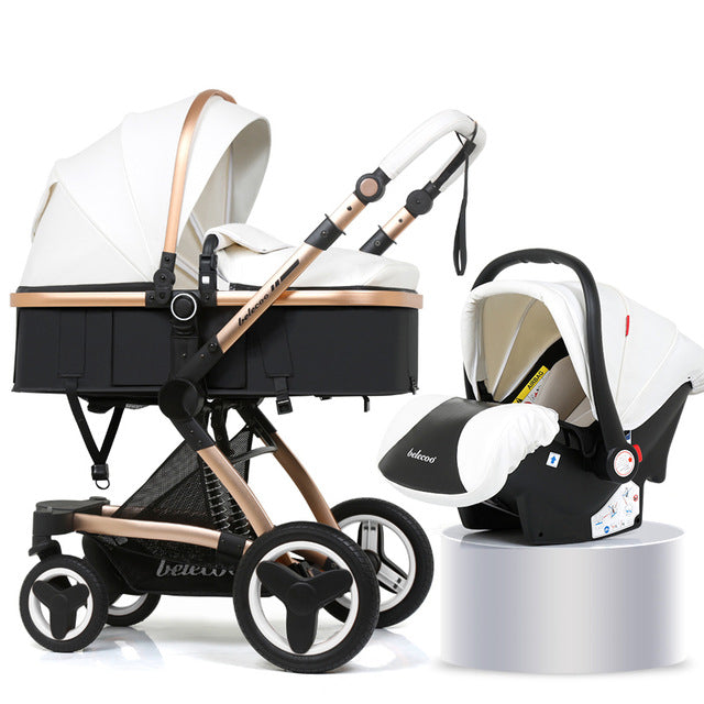 Poussette bébé 3 en 1 de luxe Belecoo avec berceau et siège auto landau landau avec capsule