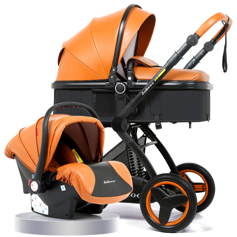 Poussette bébé 3 en 1 de luxe Belecoo avec berceau et siège auto landau landau avec capsule